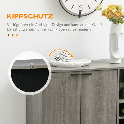 Graues Buffetschrank mit Weinregal, verstellbaren Einlegeböden
