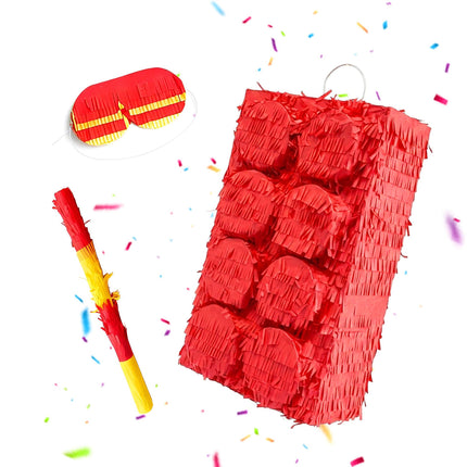 Baustein-Piñata-Set mit Stock & Maske