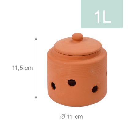 Buried Worm Composter with Lid for Garden Beds, Natural Clay, Terracotta