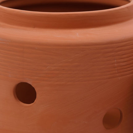 Buried Worm Composter with Lid for Garden Beds, Natural Clay, Terracotta