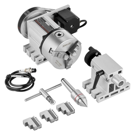 CNC 4th Axis Rotary Indexing Head, 100mm 3-Jaw Chuck