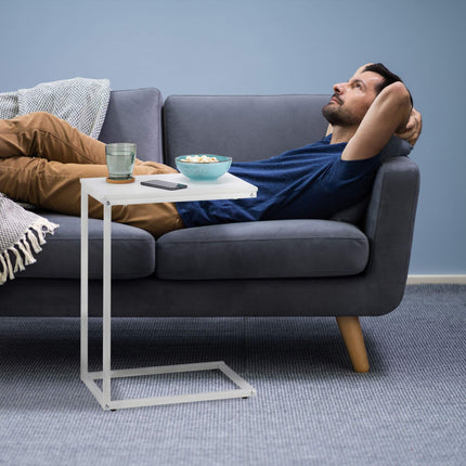 Table d'appoint en forme de C blanche