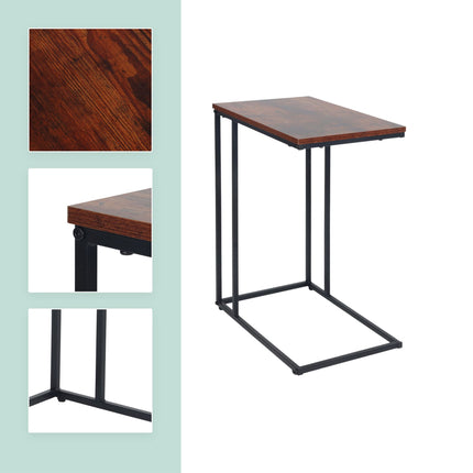 C-förmiger Beistelltisch, Holzoptik-Platte, Metallgestell