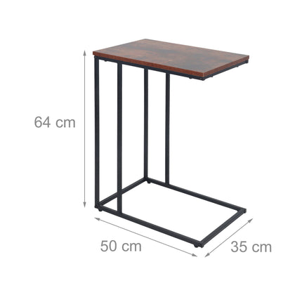 C-förmiger Beistelltisch, Holzoptik-Platte, Metallgestell