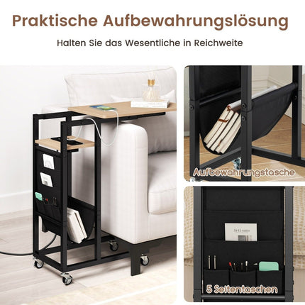 C-förmiger Beistelltisch mit Ladestation & Aufbewahrungstasche