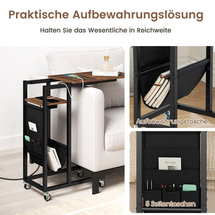 C-förmiger Beistelltisch mit Ladestation und Aufbewahrungstasche