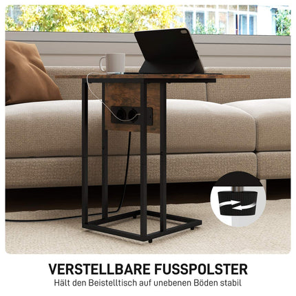 C-förmiger Beistelltisch mit Ladestation und klappbarer Tischplatte