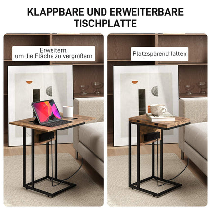 C-förmiger Beistelltisch mit Ladestation und klappbarer Tischplatte