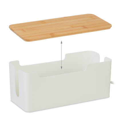 Kabelorganizer-Box mit Bambusdeckel für Netzkabel