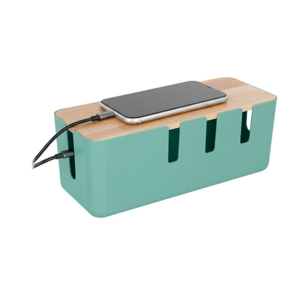 Boîte de rangement pour câbles avec couvercle en bois pour multiprises