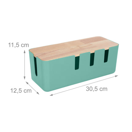 Boîte de rangement pour câbles avec couvercle en bois pour multiprises