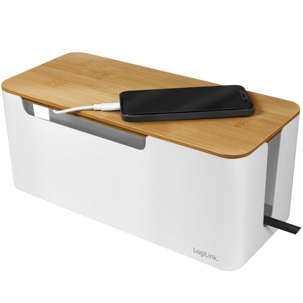 Kabelbox - Kabelversteck mit Bambusdeckel 32x14x13cm