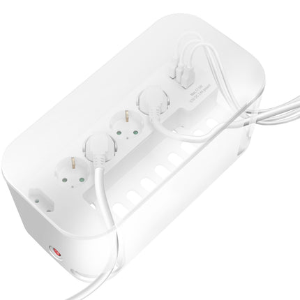 Cable box - Cable hider with branch socket + USB-A/USB-C charging White