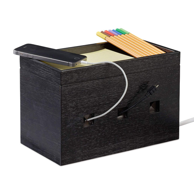 Boîte à câbles en bambou noir