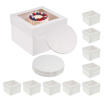 Boîtes à gâteaux rectangulaires avec fenêtre et plateau