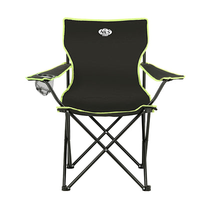 Campingstuhl, Schwarz-Lime, zusammenklappbar, leicht