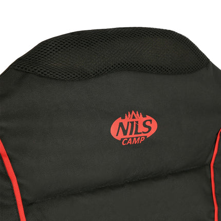 Chaise de camping, noir-rouge, pliable, légère