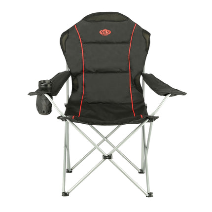 Chaise de camping, noir-rouge, pliable, légère