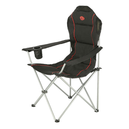 Chaise de camping, noir-rouge, pliable, légère