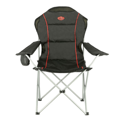 Chaise de camping, noir-rouge, pliable, légère