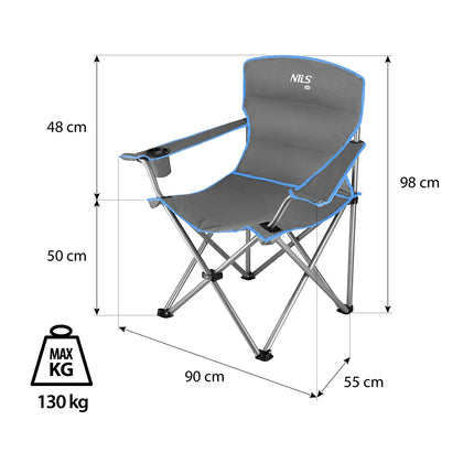 Chaise de camping, gris-bleu, pliable, légère