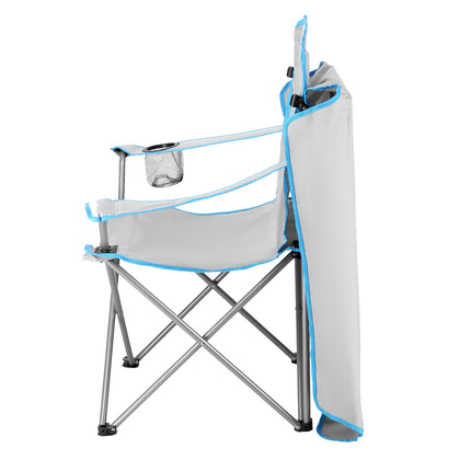 Chaise de camping avec parasol, gris