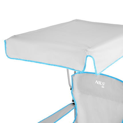 Chaise de camping avec parasol, gris