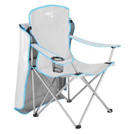 Chaise de camping avec parasol, gris