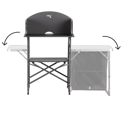 Camping Cupboard with Wind Shelter, Portable Storage
