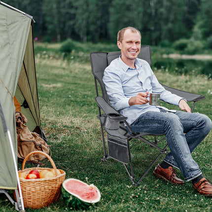 Campingliegestuhl – Verstellbare Rückenlehne, abnehmbare Fußstütze, Grau