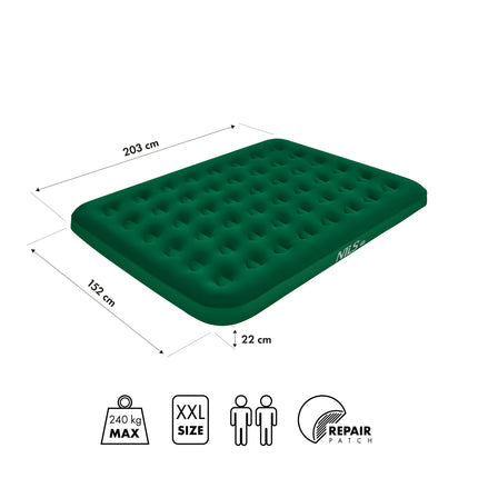 Matelas de camping 203x152x22 cm, vert