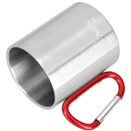 Mug de camping avec mousqueton, 300 ml, acier inoxydable