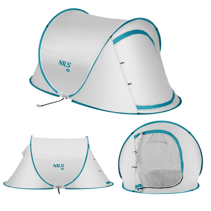 Tente de camping pop-up, gris clair, installation facile