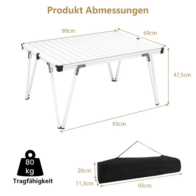 Campingtisch mit wasserdichter Oberfläche & Tragetasche – Silber