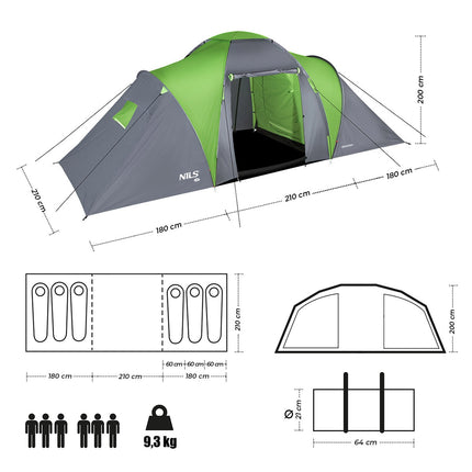 Tente de camping - 4 personnes, étanche, installation facile