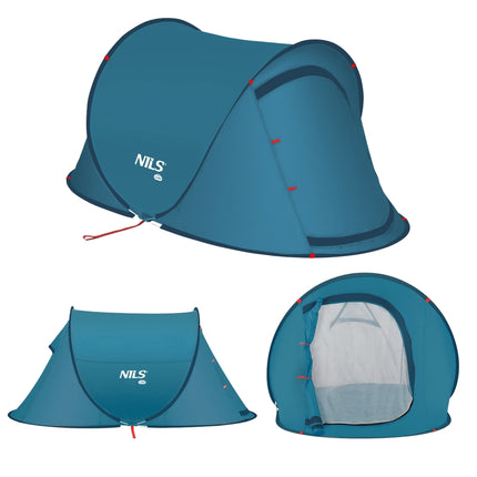 Campingzelt, Blau, 4-Personen, Wasserdicht