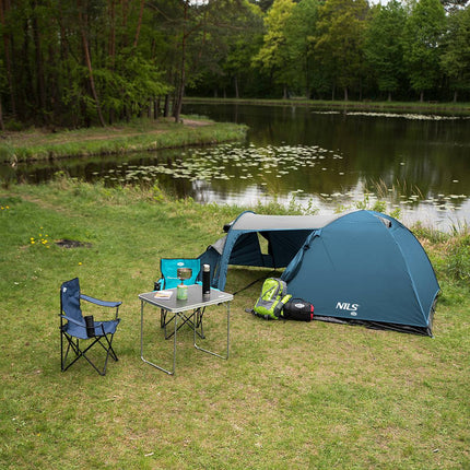 Campingzelt, Blau-Grau, 2 Personen, Leichtgewicht