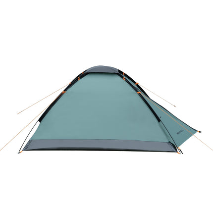 Tente de camping, verte, tombée de la nuit, 2 personnes