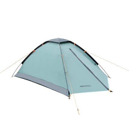 Tente de camping, verte, tombée de la nuit, 2 personnes