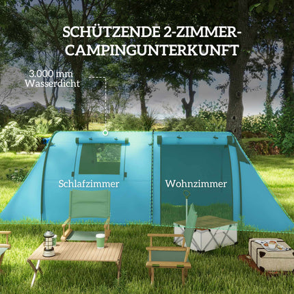 Campingzelt für 4 Personen, Wasserdicht, 2-Zimmer-Design
