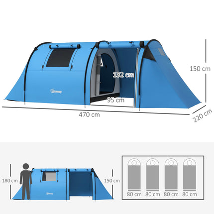 Campingzelt für 4 Personen, Wasserdicht, 2-Zimmer-Design