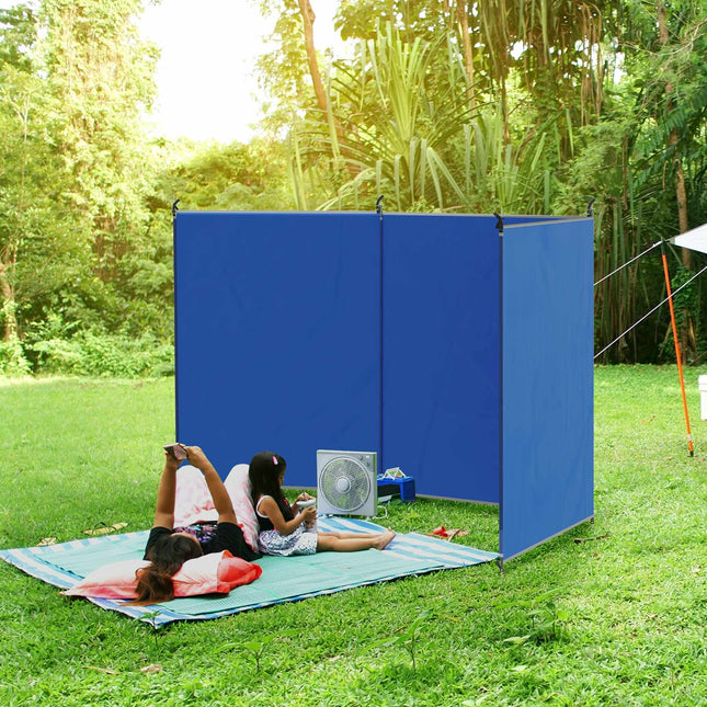 Paravent de camping coupe-vent et occultant 450 x 150 cm, bleu