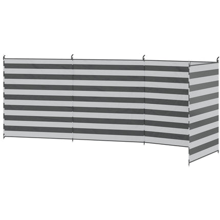 Pare-vent de camping avec poteaux en acier, 540 x 150 cm, gris/blanc
