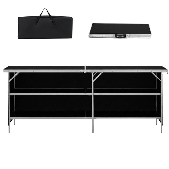 Armoire de camping cuisine de camping portable pliable avec 2 étagères 206 x 38 x 83 cm noir