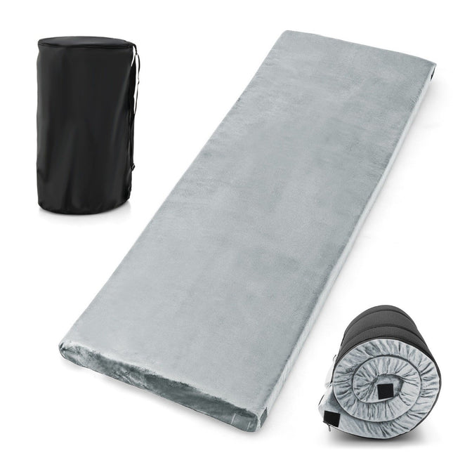 Tapis de couchage de camping, matelas de camping en mousse à mémoire de forme, tapis de couchage léger avec housse en flanelle, 183 x 62,5 x 6,5 cm, gris