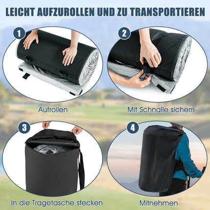 Camping Isomatte, Campingmatratze aus Memory Foam, Leichte Isomatte mit Flanellbezug, 183 x 62,5 x 6,5 cm, Grau