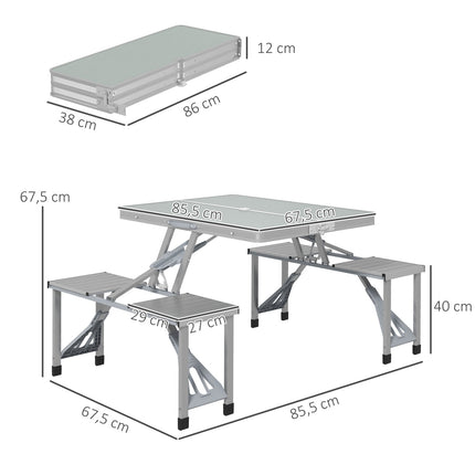 Klappbarer Aluminium-Campingtisch mit 4 Stühlen - leichtgewichtig