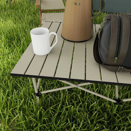 Table de camping table pliante avec plateau enroulable Table de jardin à cadre en X en aluminium table d'appoint légère pour 2 personnes table pliante pour jardin balcon camping 95 x 55 cm kaki |