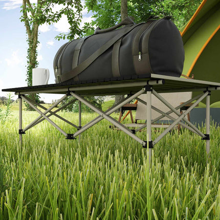 Table de camping table pliante avec plateau enroulable Table de jardin à cadre en X en aluminium table d'appoint légère pour 2 personnes table pliante pour jardin balcon camping 95 x 55 cm kaki |