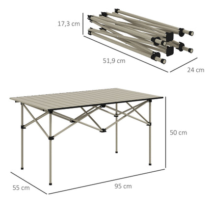 Table de camping table pliante avec plateau enroulable Table de jardin à cadre en X en aluminium table d'appoint légère pour 2 personnes table pliante pour jardin balcon camping 95 x 55 cm kaki |